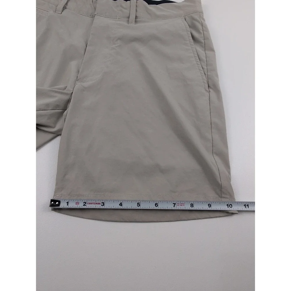 J Crew Tech Shorts Mens 31 Khaki Tan 7 Inseam Moisture Wicking Stretch Chino